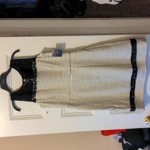 LAST CHANCE BEFORE DONATION Fit and Flare Black and White Lace Knee Length Dress